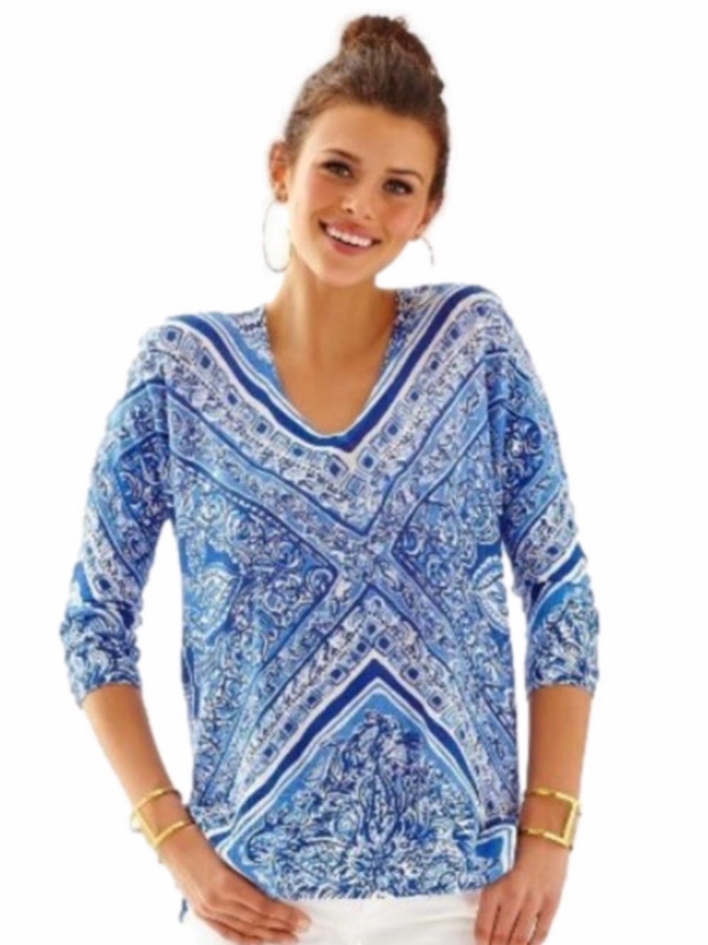 Lilly Pulitzer Blue Crush Open Water 100% LINEN Tunic